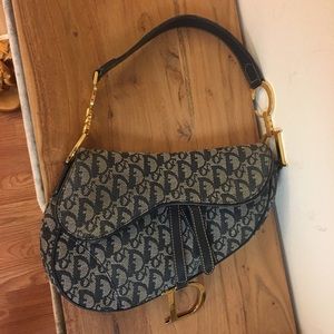Authentic Christian Dior Vintage Saddle bag Navy